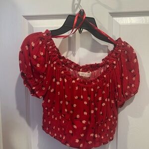 Red Floral Women's Top